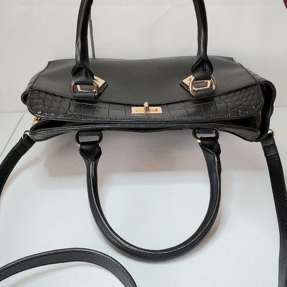 Bob Mackie Rodeo Drive Croc Print Leather Satchel Handbag - Picture 7 of 12